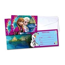 Lot de 6 cartes d'invitations + enveloppes - FROZEN - La Reine Des Neiges