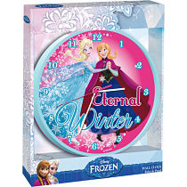 Frozen - Horloge Murale La Reine des Neiges - Anna & Elsa sur fond Rose