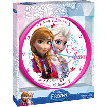 Frozen - Horloge Murale La Reine des Neiges - Anna & Elsa sur fond Blanc